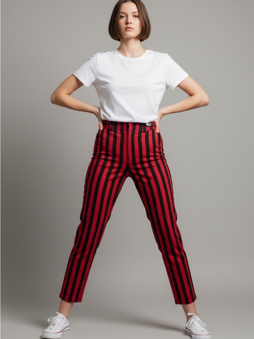 REBECCA MINKOFF RED/BLACK GINGER CROPPED PANT